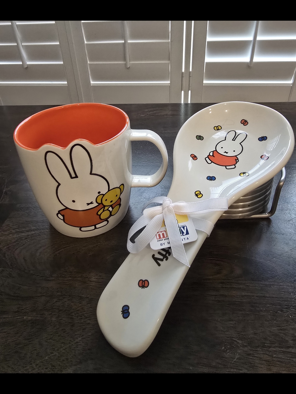 miffy White and Orange Ceramic Mug Set with Spoon Rest